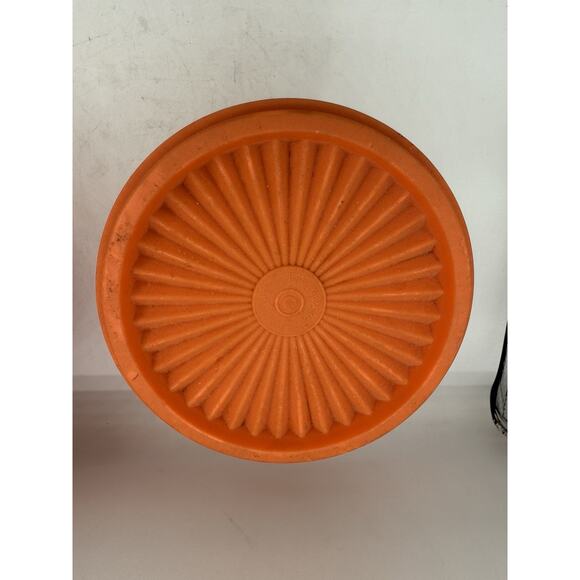 Vintage Tupperware Harvest Orange Coffee & Tea Canisters w/ Lids 809-14 & 811-13 - Picture 5 of 14